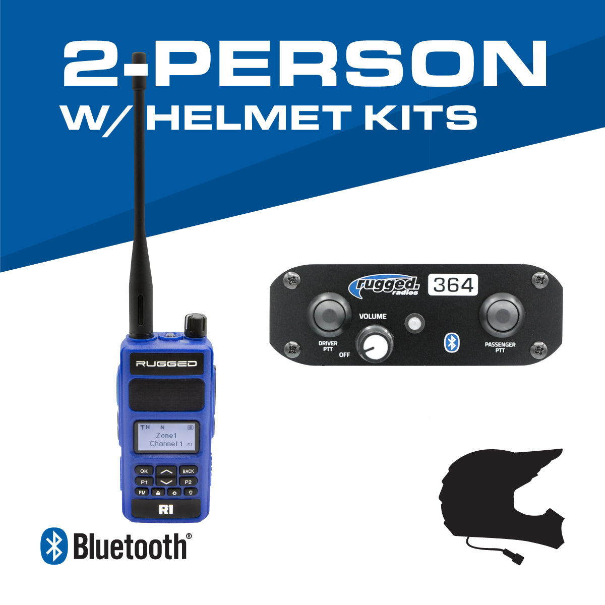 364 AFFORDABLE INTERCOM BUNDLE WITH 2-WAY RADIO AND HELMET KITS