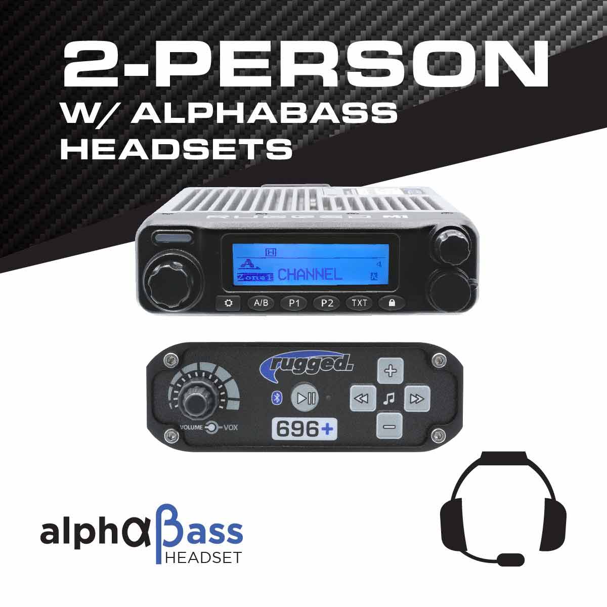 RRP696 2 PERSON BLUETOOTH INTERCOM SYSTEM WITH DIGITAL RADIO & ALPHABASS HEADSETS