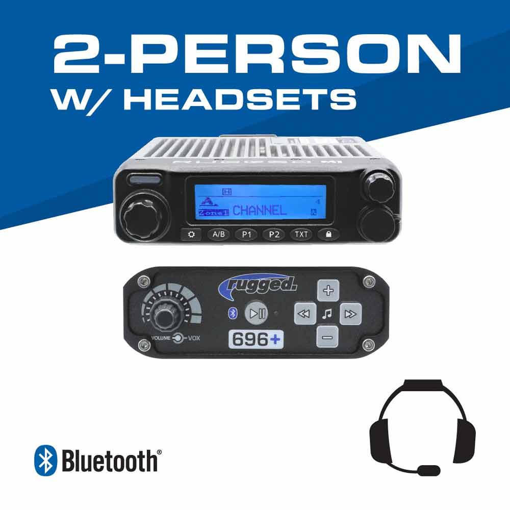 RRP696 2 PERSON BLUETOOTH INTERCOM SYSTEM WITH DIGITAL RADIO & OVER THE HEAD (OTH) HEADSETS