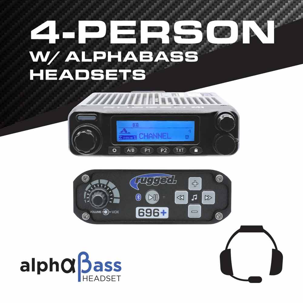 RRP696 4 PERSON BLUETOOTH INTERCOM SYSTEM WITH DIGITAL RADIO & ALPHABASS HEADSETS
