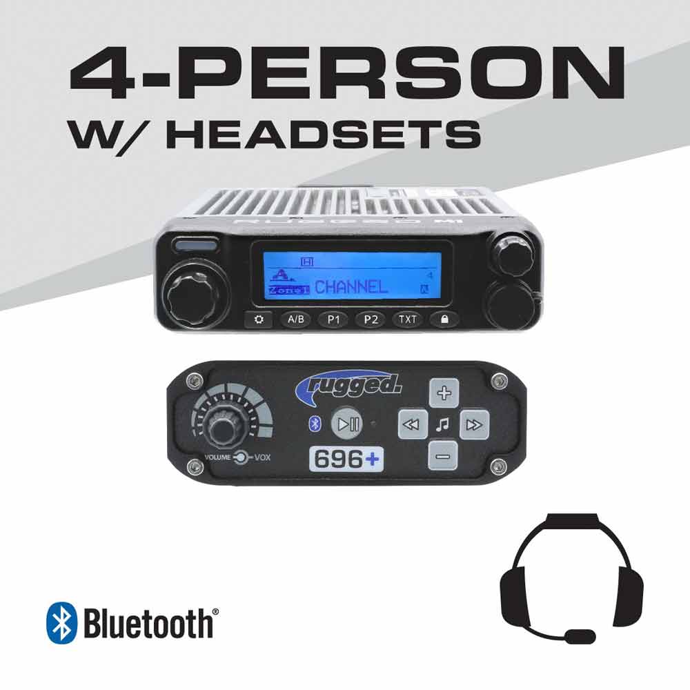 RRP696 4 PERSON BLUETOOTH INTERCOM SYSTEM WITH DIGITAL RADIO & OVER THE HEAD (OTH) HEADSETS