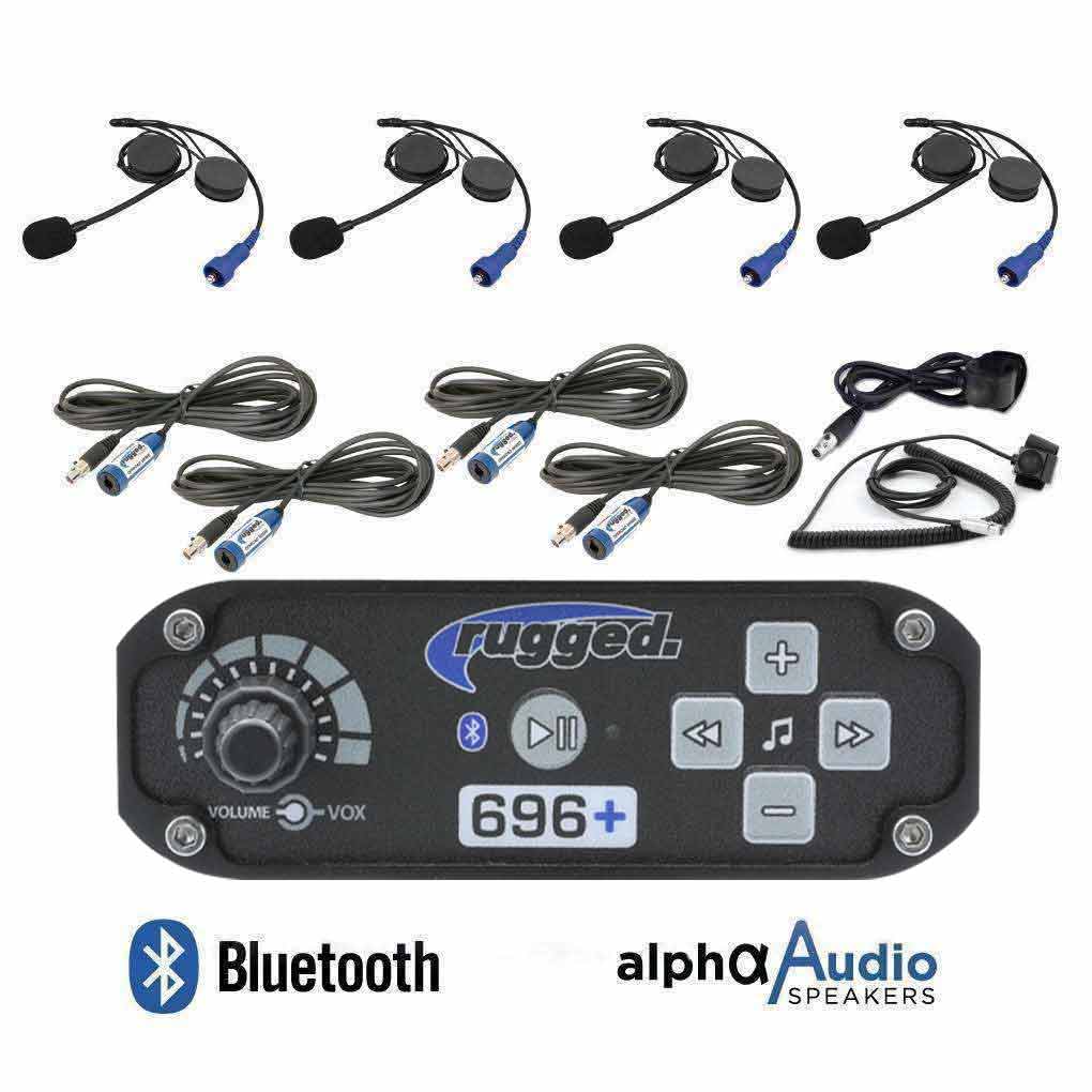 RRP696 4 PERSON BLUETOOTH INTERCOM SYSTEM WITH ALPHA AUDIO HELMET KITS