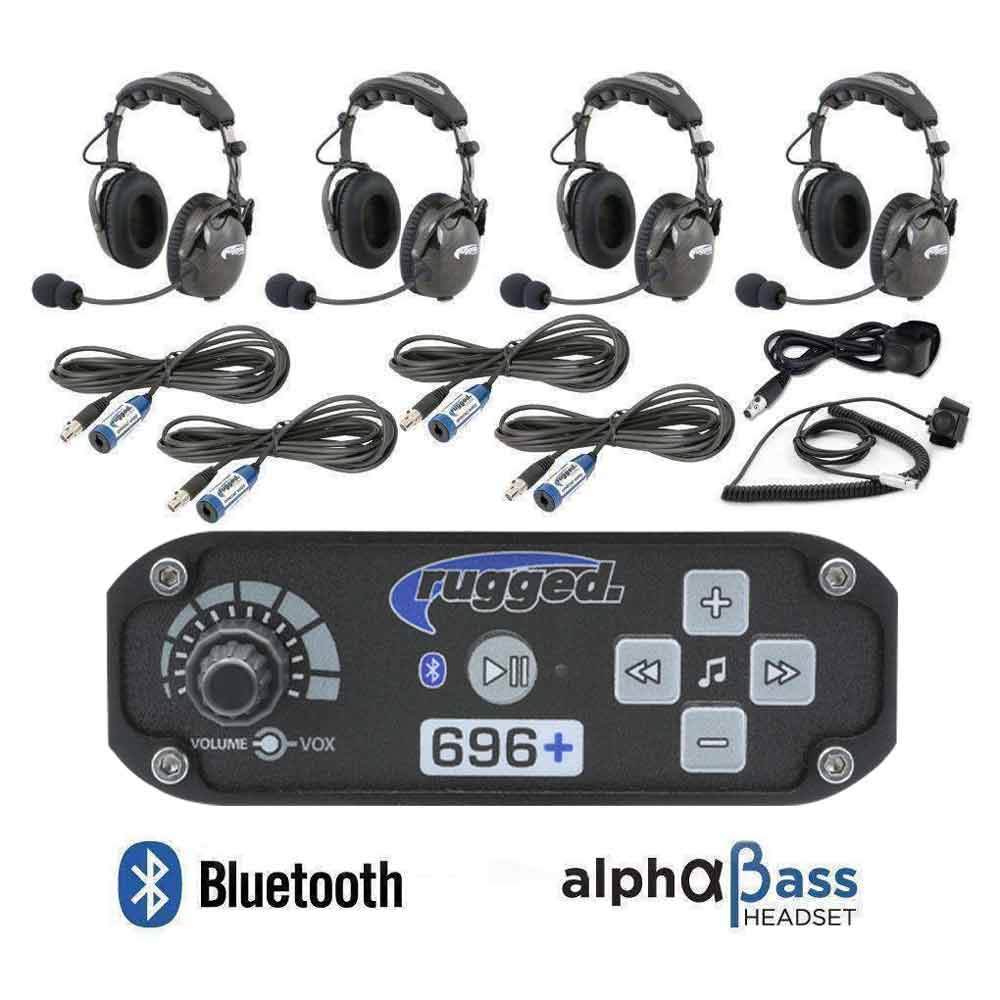 RRP696 4 PERSON BLUETOOTH INTERCOM SYSTEM WITH ALPHABASS HEADSETS