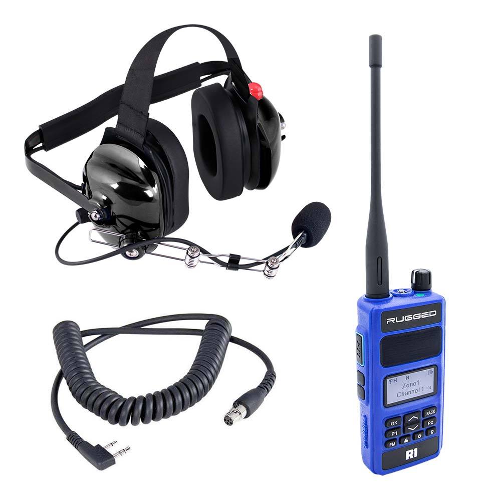 NEW! R1 5 WATT DUAL BAND - ANALOG & DIGITAL HANDHELD RADIO CREW CHIEF OR SPOTTER KIT WITH CARBON FIBER HEADSET