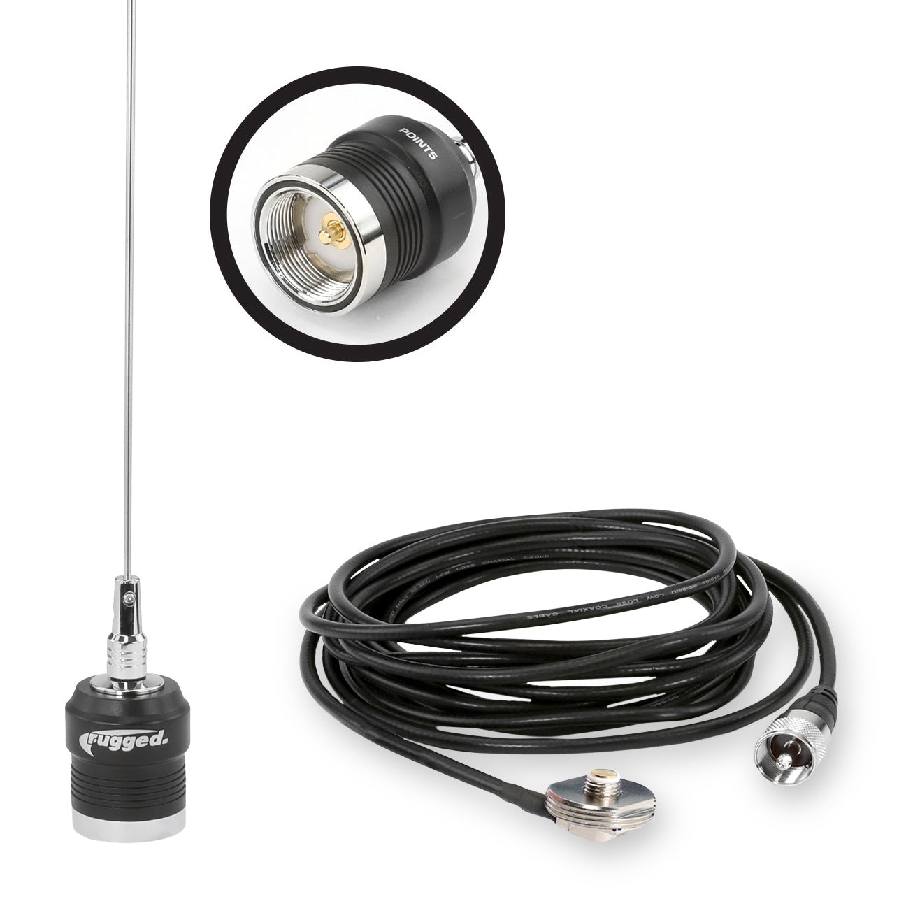 UHF ANTENNA KIT WITH 1/2 WAVE NO GROUND PLANE (NGP) ANTENNA & NMO MOUNT
