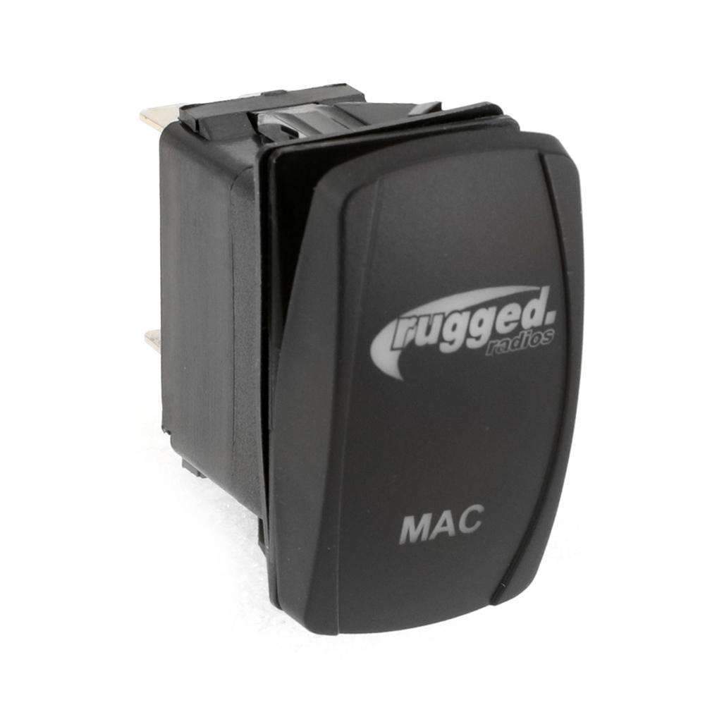 WATERPROOF ROCKER SWITCH WITH RUGGED RADIOS LOGO & MAC LABEL