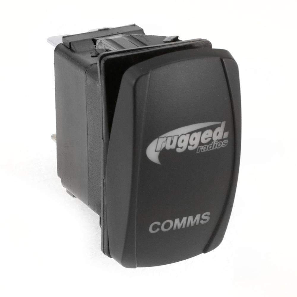 WATERPROOF ROCKER SWITCH WITH RUGGED RADIOS LOGO & COMMS LABEL