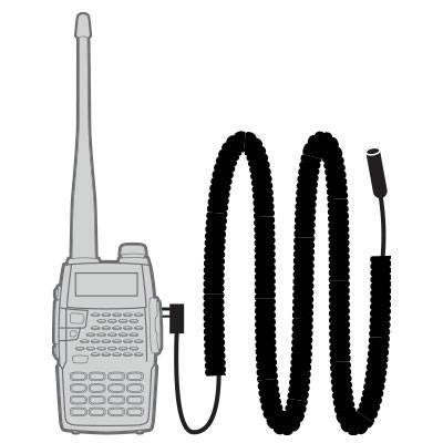 RADIO TO HEADSET COIL CORD FOR 2-PIN ICOM, MAXON, COBRA, RITRON & VERTEX RADIOS